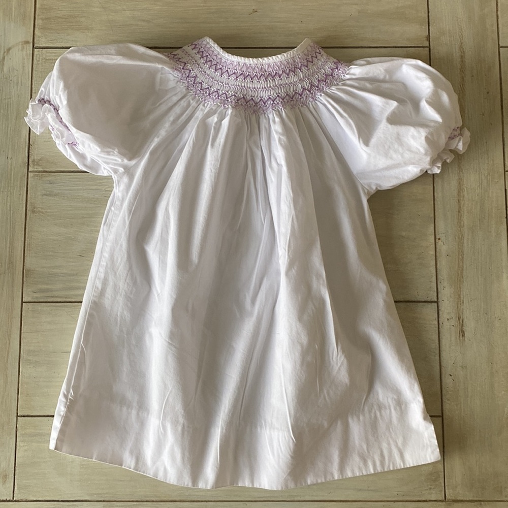 Castles & Crowns White Lavender Purple Smocked Bishop Top 6X